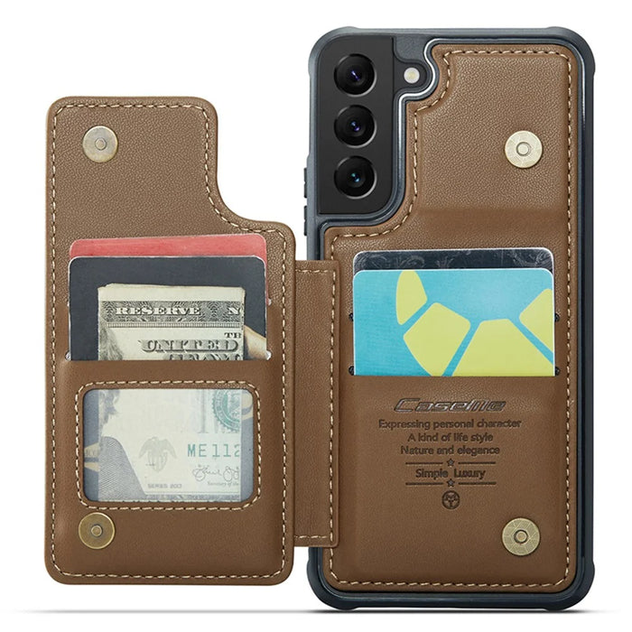 For Samsung Galaxy S21 5G / 4G Phone Case CASEME C22 Leather Back Cover with RFID Blocking Card Slots - Brown - 2