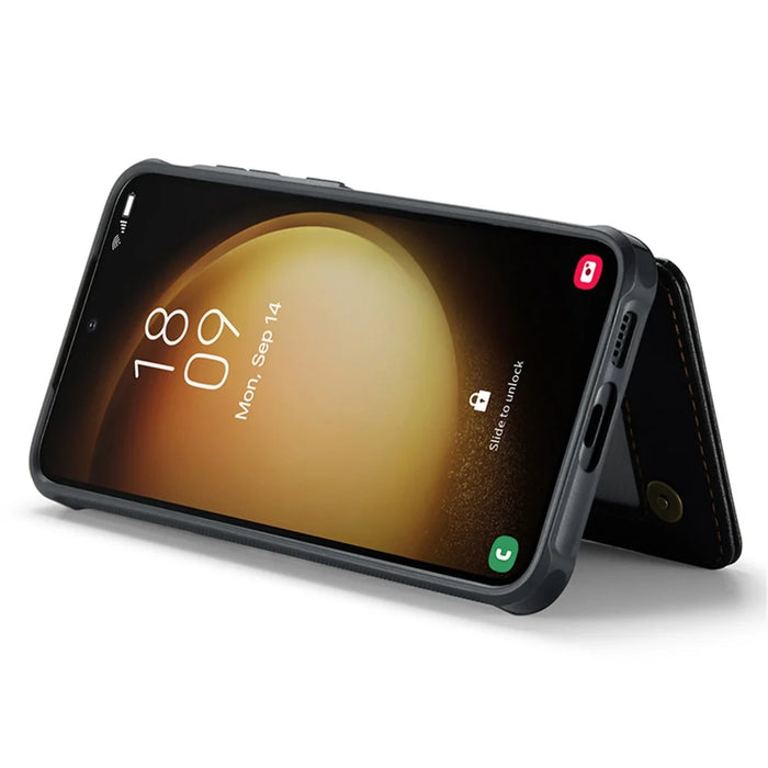 For Samsung Galaxy S22+ 5G Phone Case CASEME C22 Leather Back Cover with RFID Blocking Card Slots - Black - 4