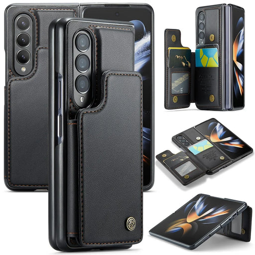 For Samsung Galaxy Z Fold4 5G Phone Case CASEME C22 Leather Back Cover with RFID Blocking Card Slots - Black - 1