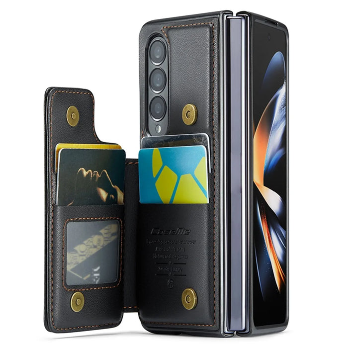 For Samsung Galaxy Z Fold4 5G Phone Case CASEME C22 Leather Back Cover with RFID Blocking Card Slots - Black - 2