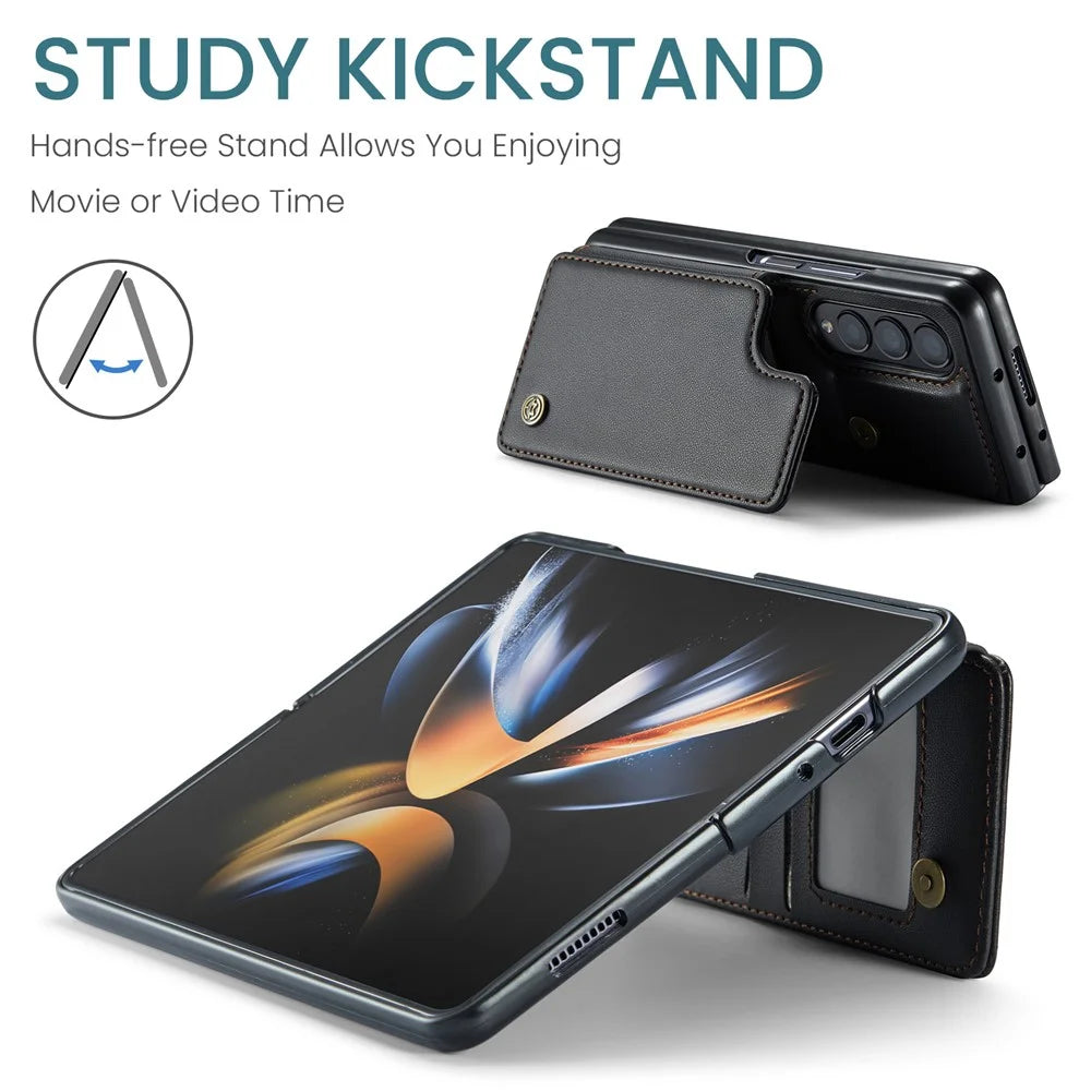 For Samsung Galaxy Z Fold4 5G Phone Case CASEME C22 Leather Back Cover with RFID Blocking Card Slots - Black - 7