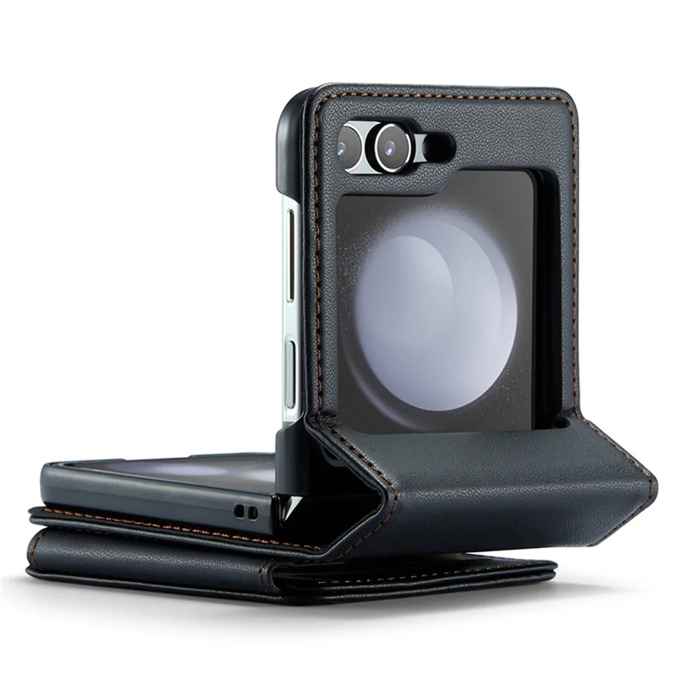 For Samsung Galaxy Z Flip5 5G Phone Case CASEME C22 Leather Back Cover with RFID Blocking Card Slots - Black - 3