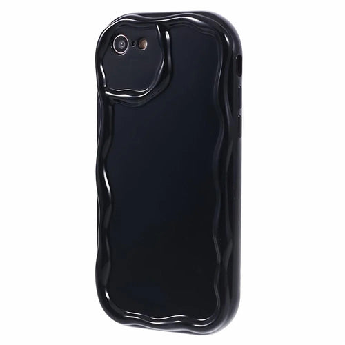 For iPhone 7 / 8 / SE (2020) / SE (2022) Phone Case Wave Shape Frame TPU Cover - Black - 1