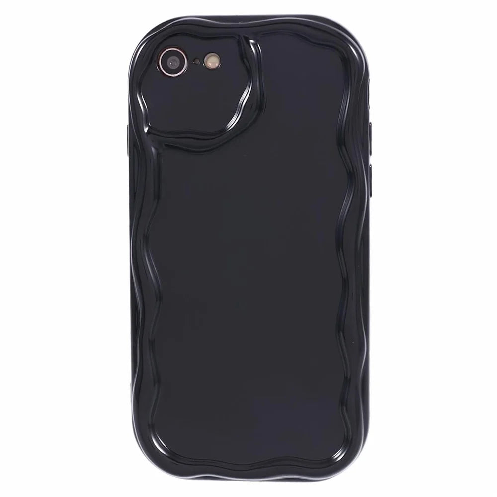 For iPhone 7 / 8 / SE (2020) / SE (2022) Phone Case Wave Shape Frame TPU Cover - Black - 3