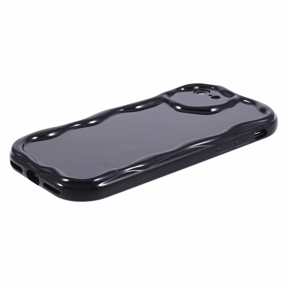 For iPhone 7 / 8 / SE (2020) / SE (2022) Phone Case Wave Shape Frame TPU Cover - Black - 4