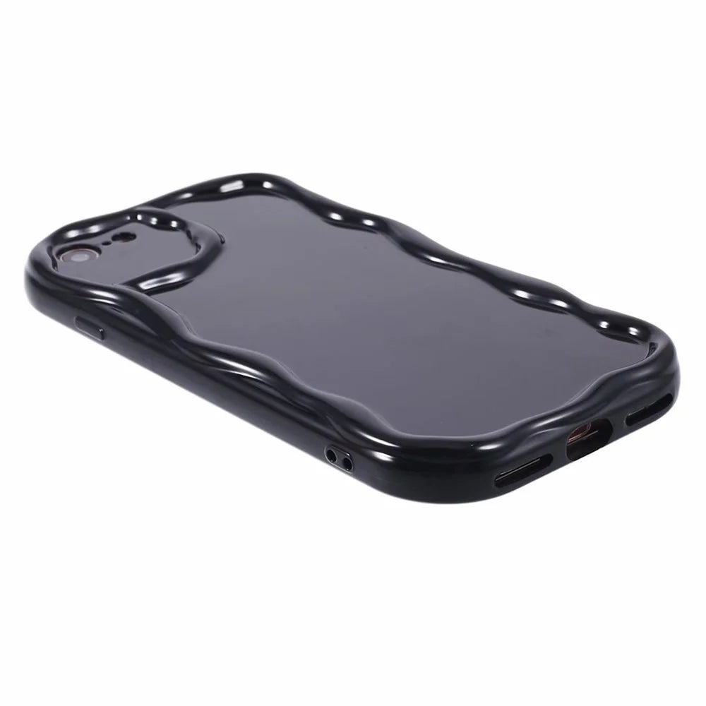 For iPhone 7 / 8 / SE (2020) / SE (2022) Phone Case Wave Shape Frame TPU Cover - Black - 5