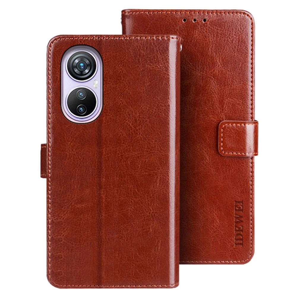 IDEWEI For Blackview A200 Pro Case Folio Flip Wallet Leather Phone Cover - Brown - 1