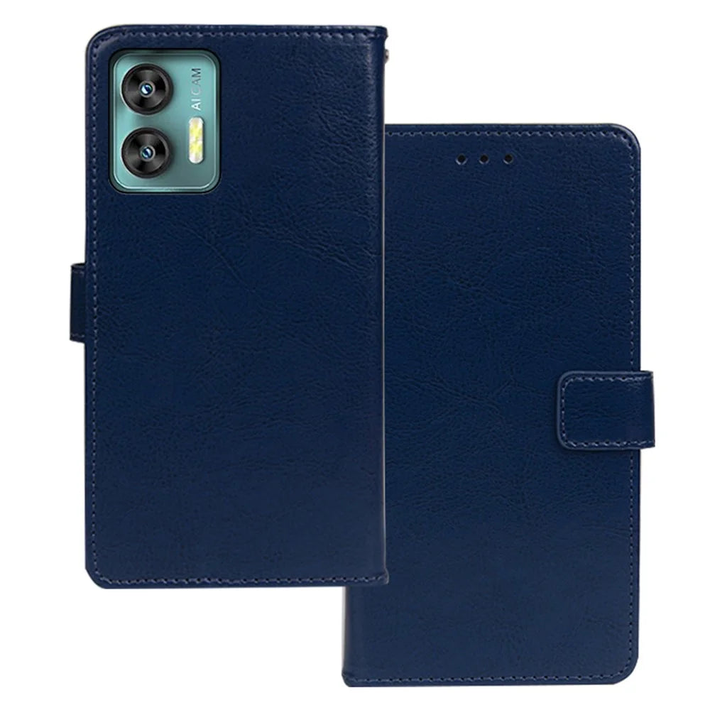 IDEWEI For Oukitel C36 Phone Case Wallet Stand PU Leather Anti-scratch Cover - Blue - 1