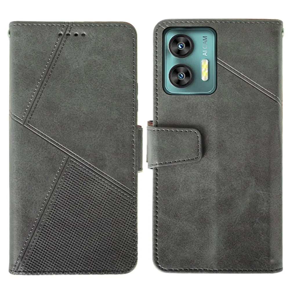 IDEWEI For Oukitel C36 Case Imprint Calf Texture PU Leather Phone Cover - Black - 1