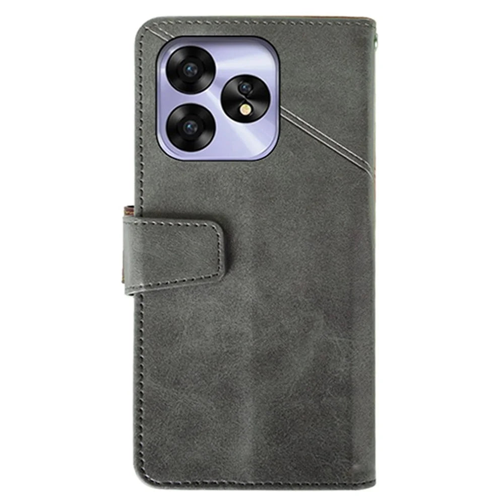IDEWEI For Umidigi A15 Case Anti-fall Calf Texture Stand Phone Protective Cover - Black - 5