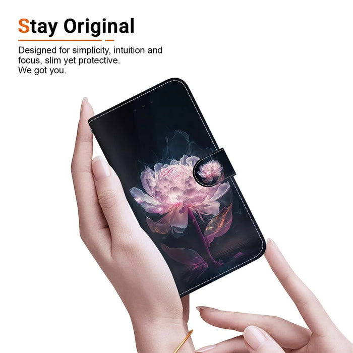 For Samsung Galaxy S24 Ultra Case PU Leather 3D Pattern Flip Phone Cover - Purple Peony - 5