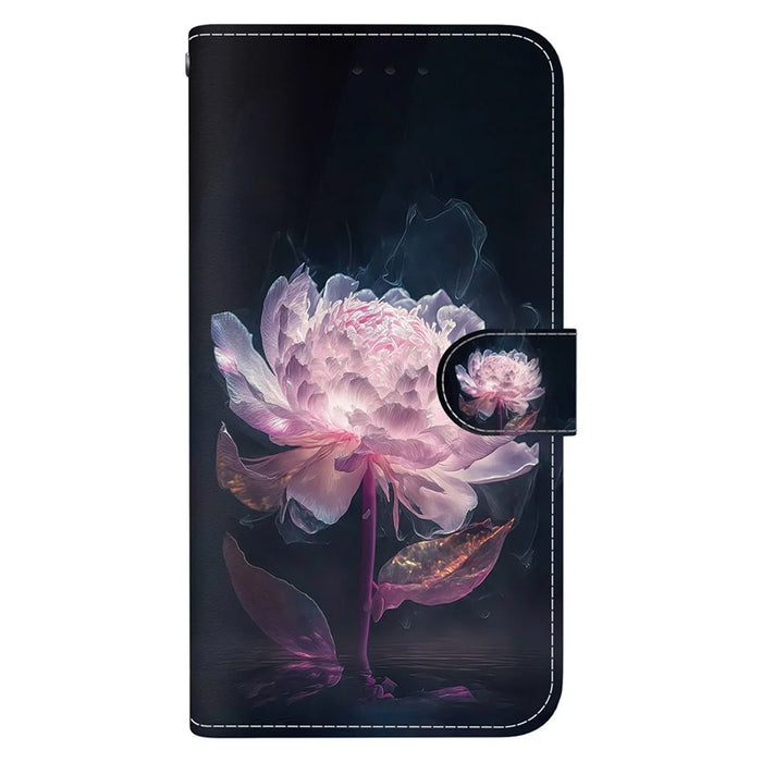 For Samsung Galaxy S24 Ultra Case PU Leather 3D Pattern Flip Phone Cover - Purple Peony - 7