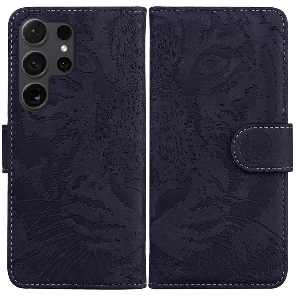 PU Leather Case for Samsung Galaxy S24 Ultra Dustproof Wallet Cell Phone Cover - Black - 1