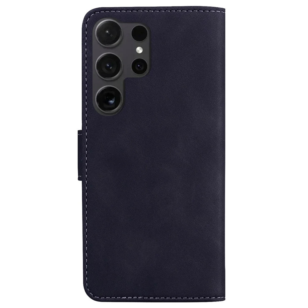 For Samsung Galaxy S24 Ultra Solid Color Mobile Phone Cover Case PU Leather Phone Shell Wallet - Black - 7