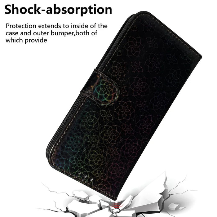 For Samsung Galaxy S24+ Case Dazzling Flower Pattern Flip Cover with Wallet - Black - 5