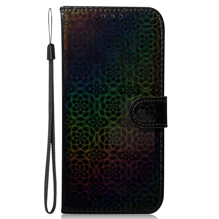 For Samsung Galaxy S24+ Case Dazzling Flower Pattern Flip Cover with Wallet - Black - 6