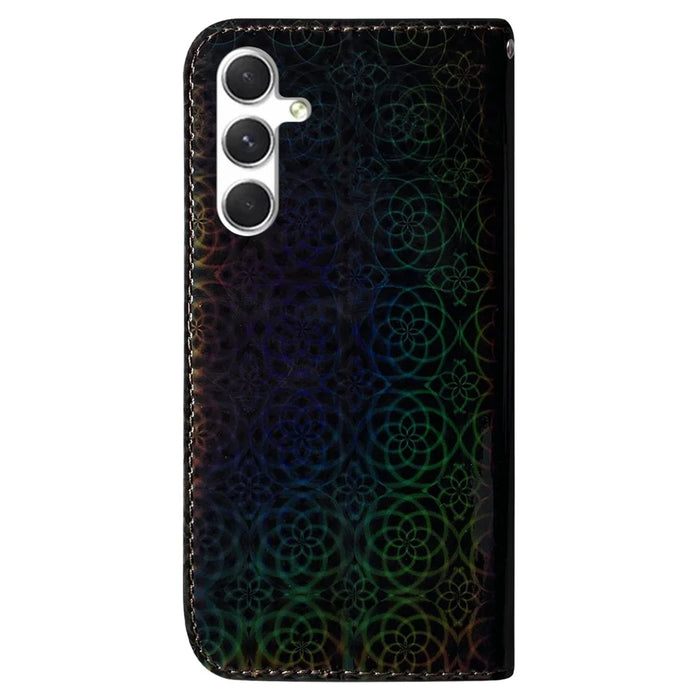For Samsung Galaxy S24 Case Book Style Dazzling Flower Pattern Cover with Wallet - Black - 7