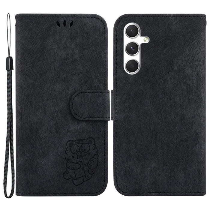 For Samsung Galaxy S24+ Case Imprinted Design PU Leather Phone Cover Magnetic Wallet - Black - 1