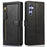 For Samsung Galaxy S24 Case Zipper Pocket PU Leather Viewing Stand Phone Cover - Black - 1