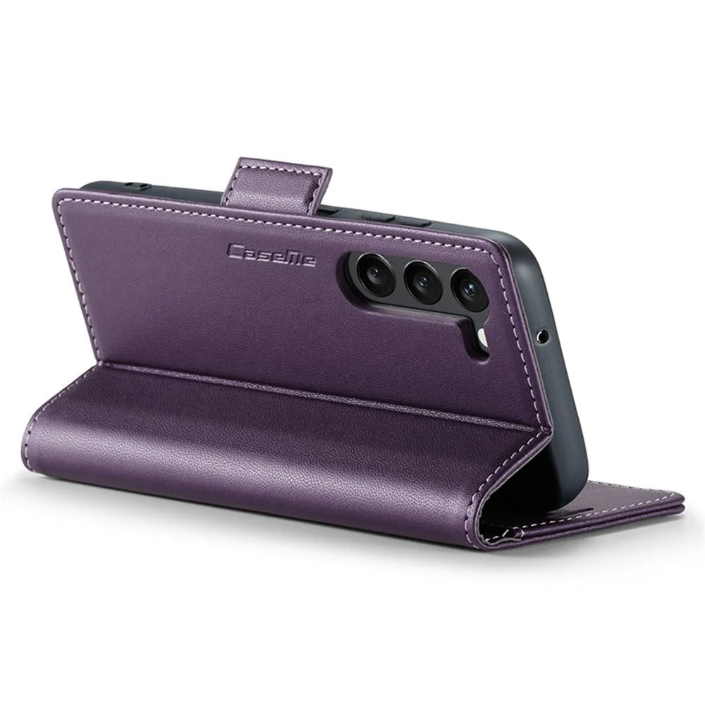 For Samsung Galaxy S24 Leather Case CASEME 023 RFID Blocking 3 Card Slot Mobile Cover - Purple - 3