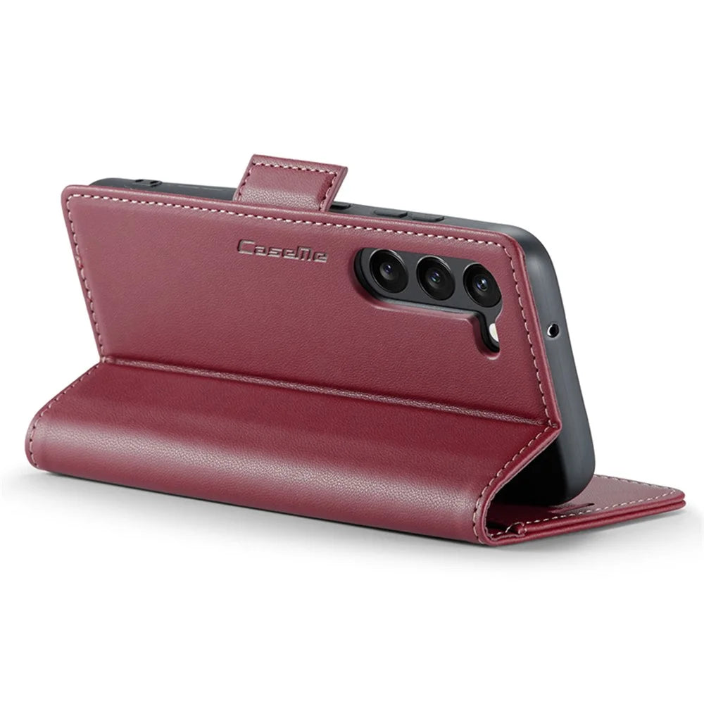 For Samsung Galaxy S24+ Leather Case CASEME 023 RFID Blocking 3 Card Slot Mobile Cover - Red - 3