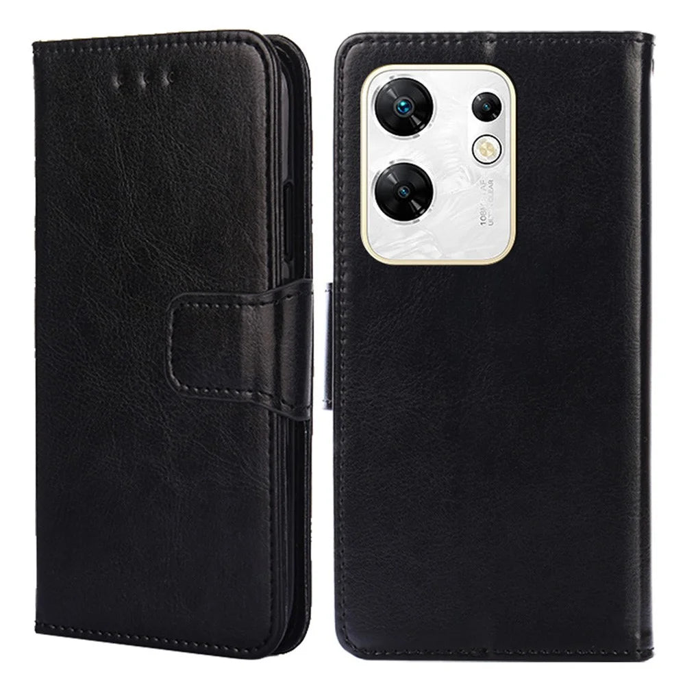 For Infinix Zero 30 4G Case Textured Leather Stand Wallet Phone Cover - Black - 1