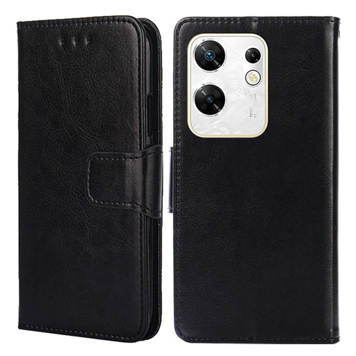 For Infinix Zero 30 4G Case Textured Leather Stand Wallet Phone Cover - Black - 1