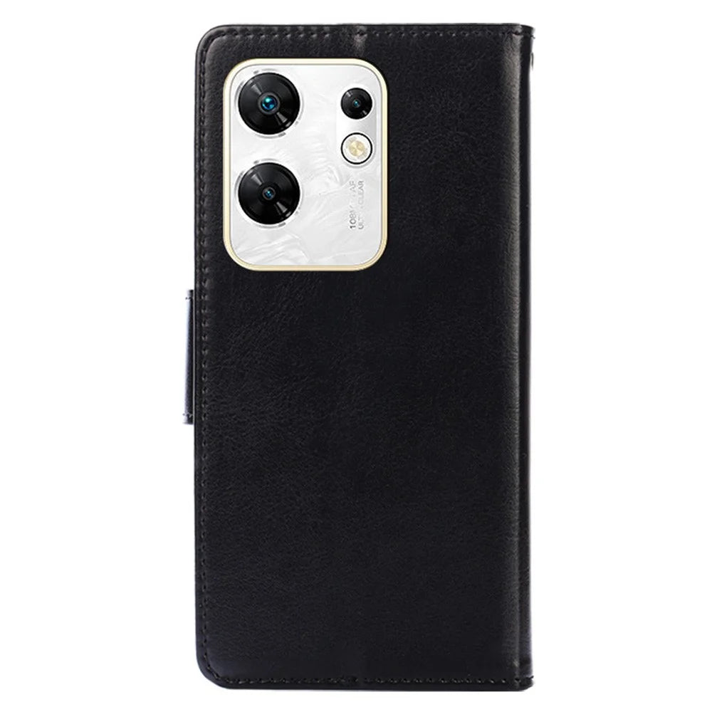 For Infinix Zero 30 4G Case Textured Leather Stand Wallet Phone Cover - Black - 7