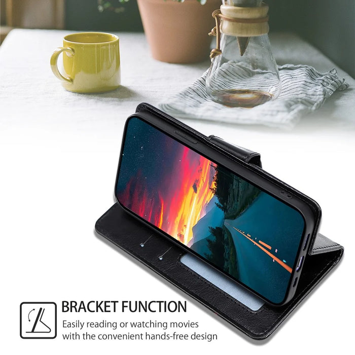 For itel S23+ Case TPU+PU Leather Wallet Stand Anti-Drop Phone Cover - Black - 3