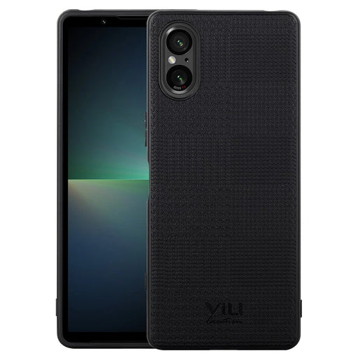 VILI TH Series for Sony Xperia 5 V Case Anti-scratch Leather Coated PC+TPU Cover - Black - 1