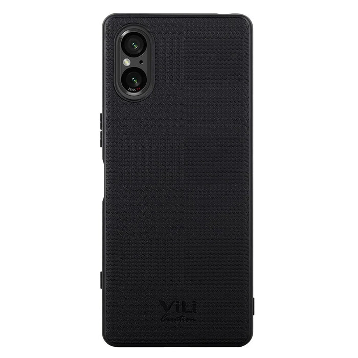 VILI TH Series for Sony Xperia 5 V Case Anti-scratch Leather Coated PC+TPU Cover - Black - 2