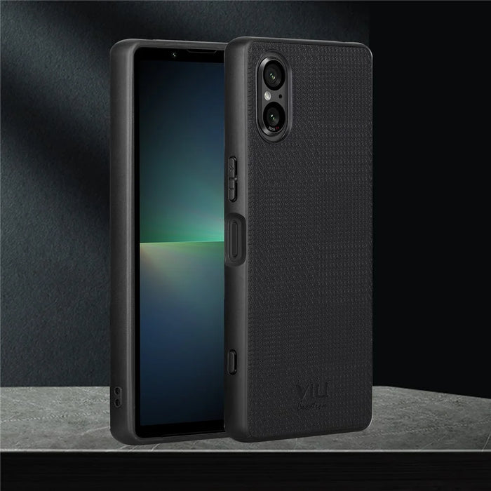 VILI TH Series for Sony Xperia 5 V Case Anti-scratch Leather Coated PC+TPU Cover - Black - 4