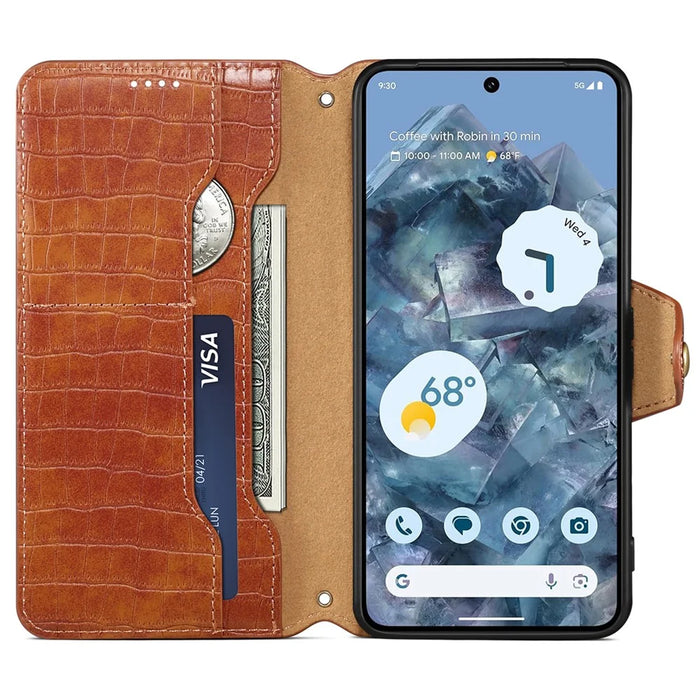 For Google Pixel 8 Pro Case Stand Wallet Phone Leather Cover - Brown - 2