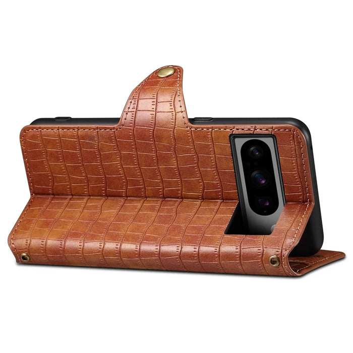 For Google Pixel 8 Pro Case Stand Wallet Phone Leather Cover - Brown - 3