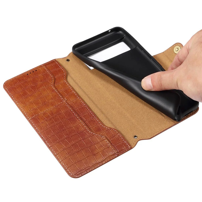 For Google Pixel 8 Pro Case Stand Wallet Phone Leather Cover - Brown - 4