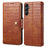 For Samsung Galaxy A54 5G Case PU Leather Crocodile Texture Phone Cover - Brown - 1