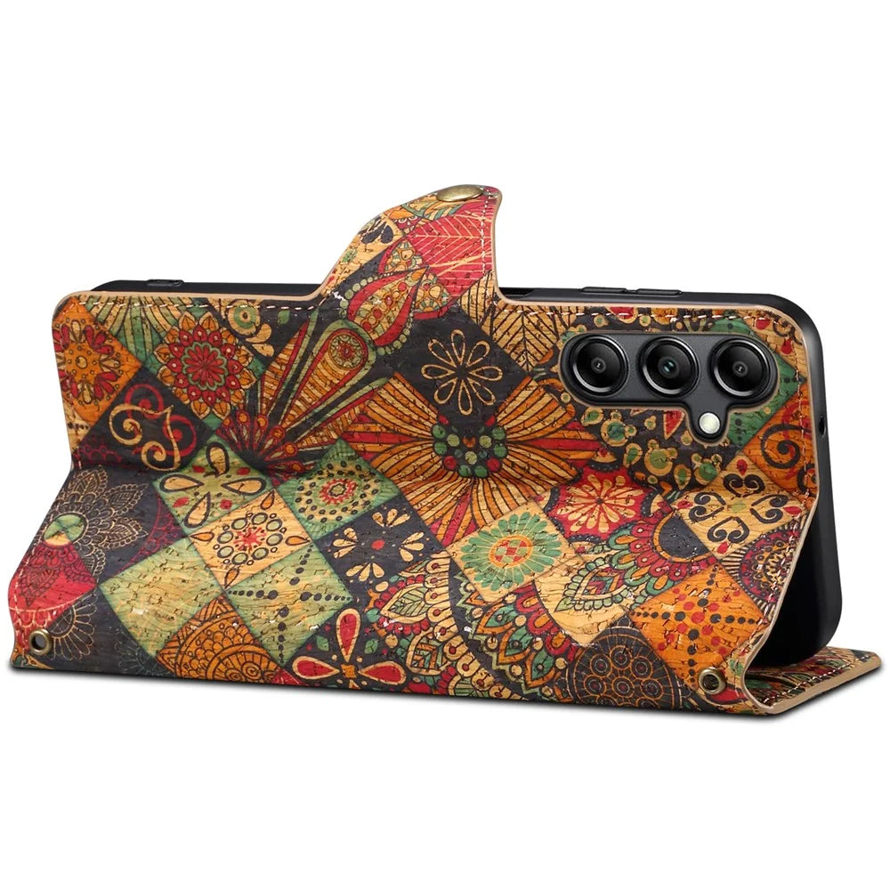 For Samsung Galaxy A14 4G / 5G Case Flower Printing Horizontal Stand PU Leather Phone Cover - Autumn - 3