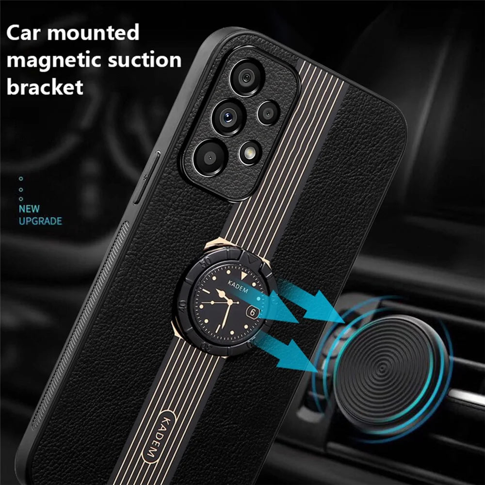 KADEM For Samsung Galaxy A32 4G (EU Version) Case Kickstand Magnetic Car Mount Phone Cover - Black - 2