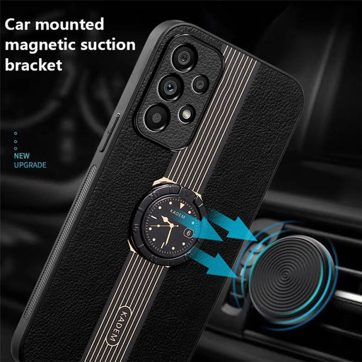 KADEM For Samsung Galaxy A32 4G (EU Version) Case Kickstand Magnetic Car Mount Phone Cover - Black - 2