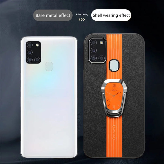 KADEM For Samsung Galaxy A21s Case Folding Kickstand Electroplating Phone Cover - Orange - 4