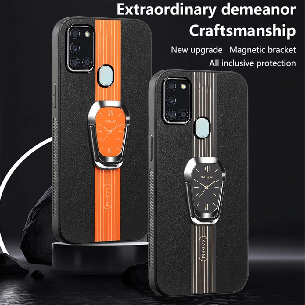 KADEM For Samsung Galaxy A21s Case Folding Kickstand Electroplating Phone Cover - Orange - 7