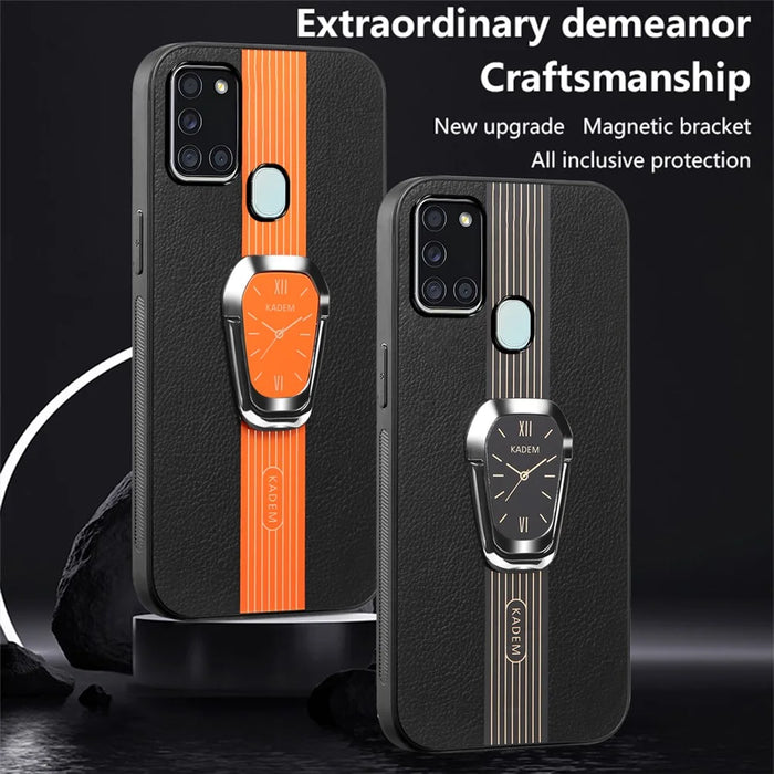 KADEM For Samsung Galaxy A21s Case Folding Kickstand Electroplating Phone Cover - Orange - 7