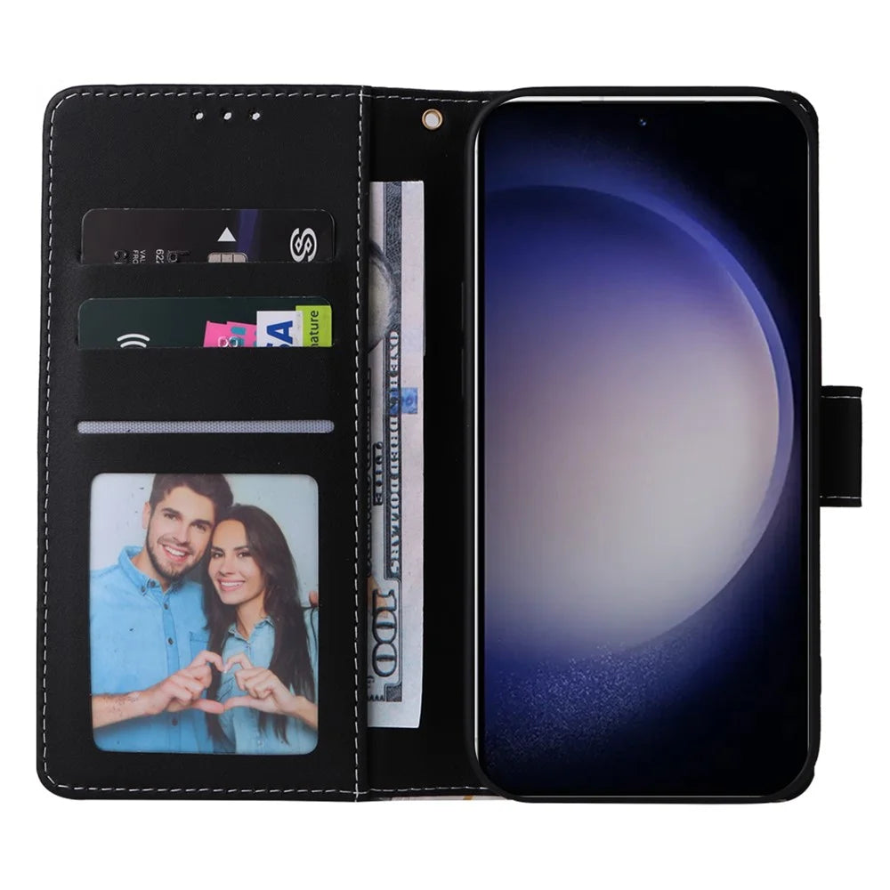For Samsung Galaxy S24+ Case Pattern Printing Wallet Leather Phone Cover - Black - 2