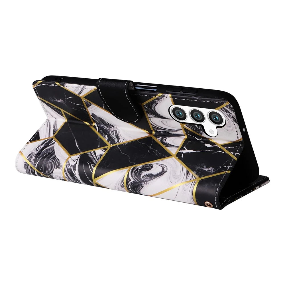 For Samsung Galaxy S24+ Case Pattern Printing Wallet Leather Phone Cover - Black - 4