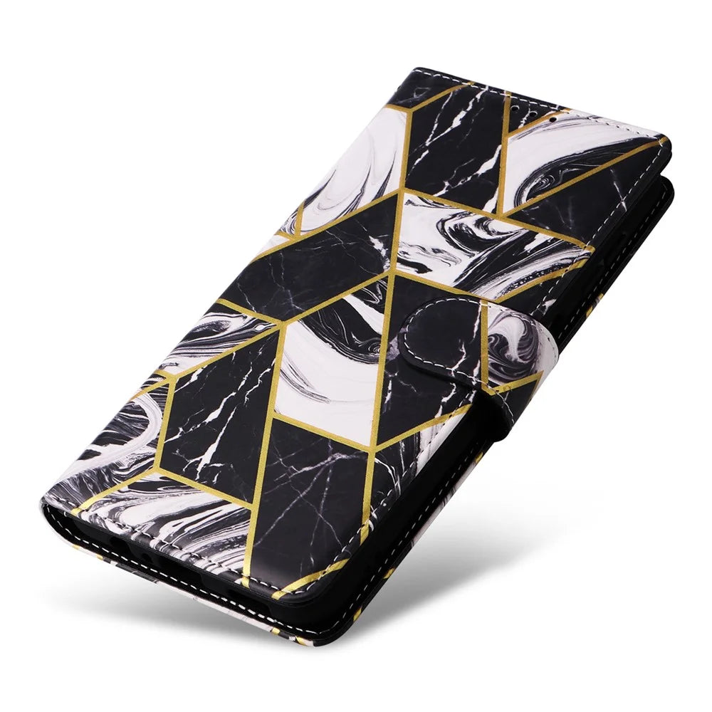 For Samsung Galaxy S24+ Case Pattern Printing Wallet Leather Phone Cover - Black - 6