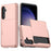 For Samsung Galaxy S24+ Case TPU + PC Phone Cover with Slide Card Holder - Rose Gold - 1