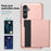 For Samsung Galaxy S24+ Case TPU + PC Phone Cover with Slide Card Holder - Rose Gold - 6