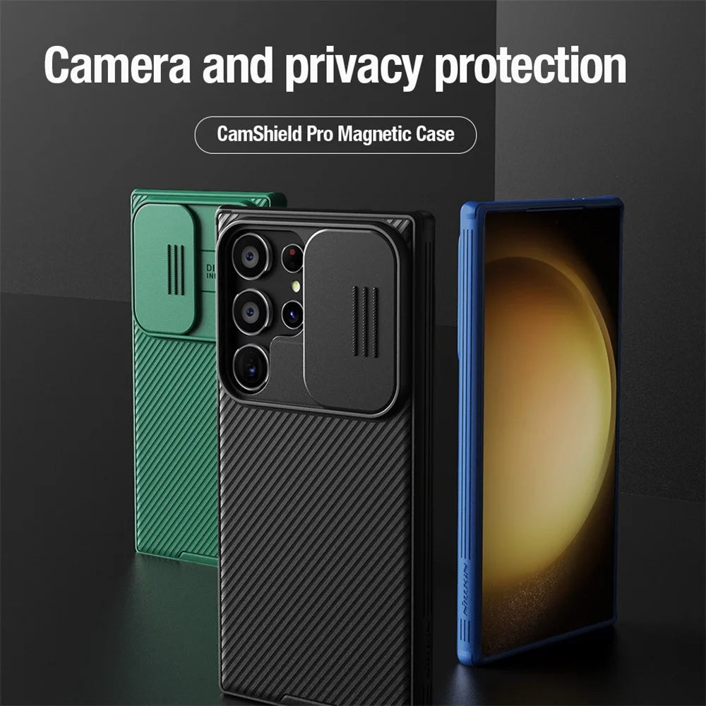 NILLKIN CamShield Pro Series For Samsung Galaxy S24 Ultra Case PC+TPU Slide Camera Lid Phone Cover - Black - 6