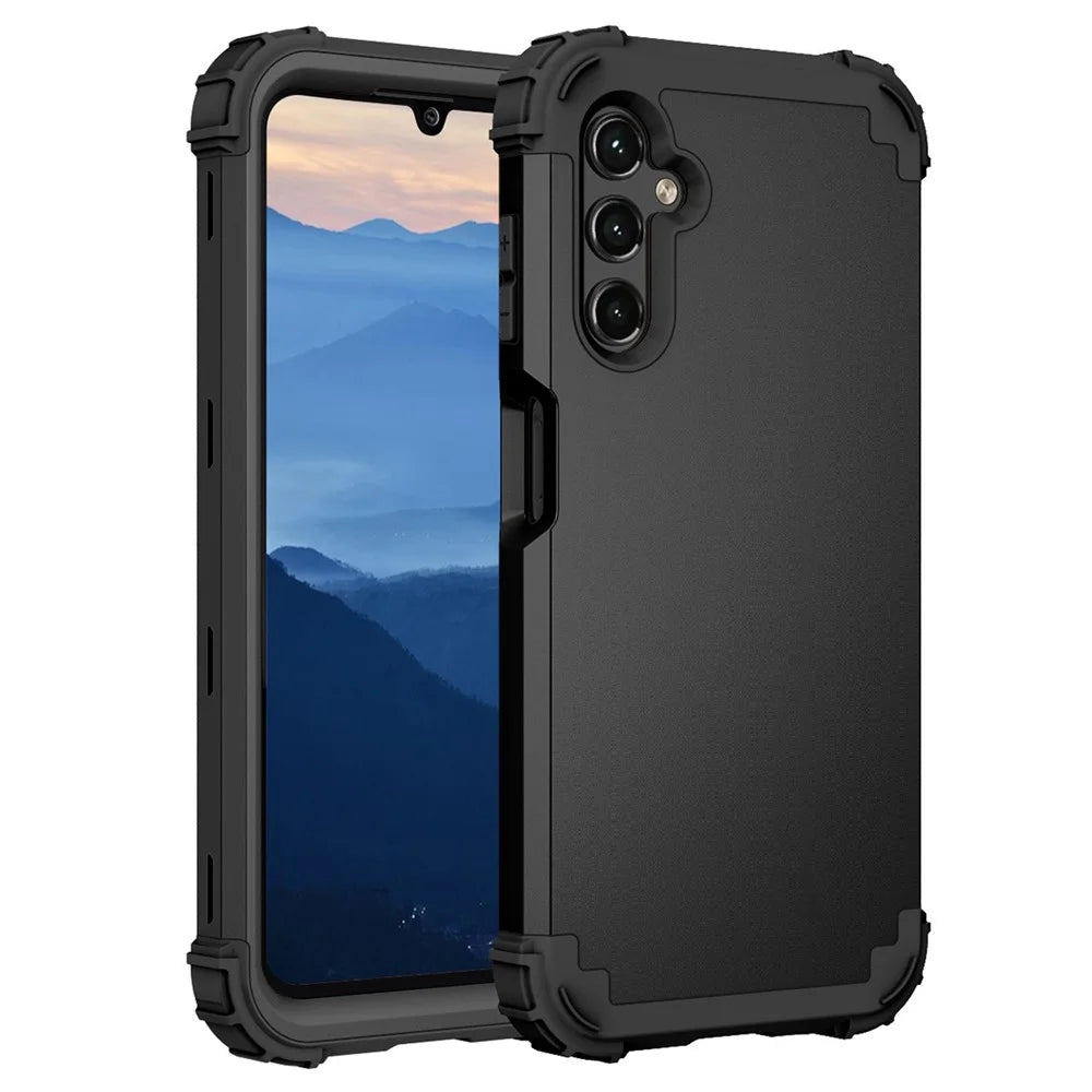 L-Style For Samsung Galaxy A15 4G Case PC + TPU Drop Protective Phone Cover - Black+Black - 1