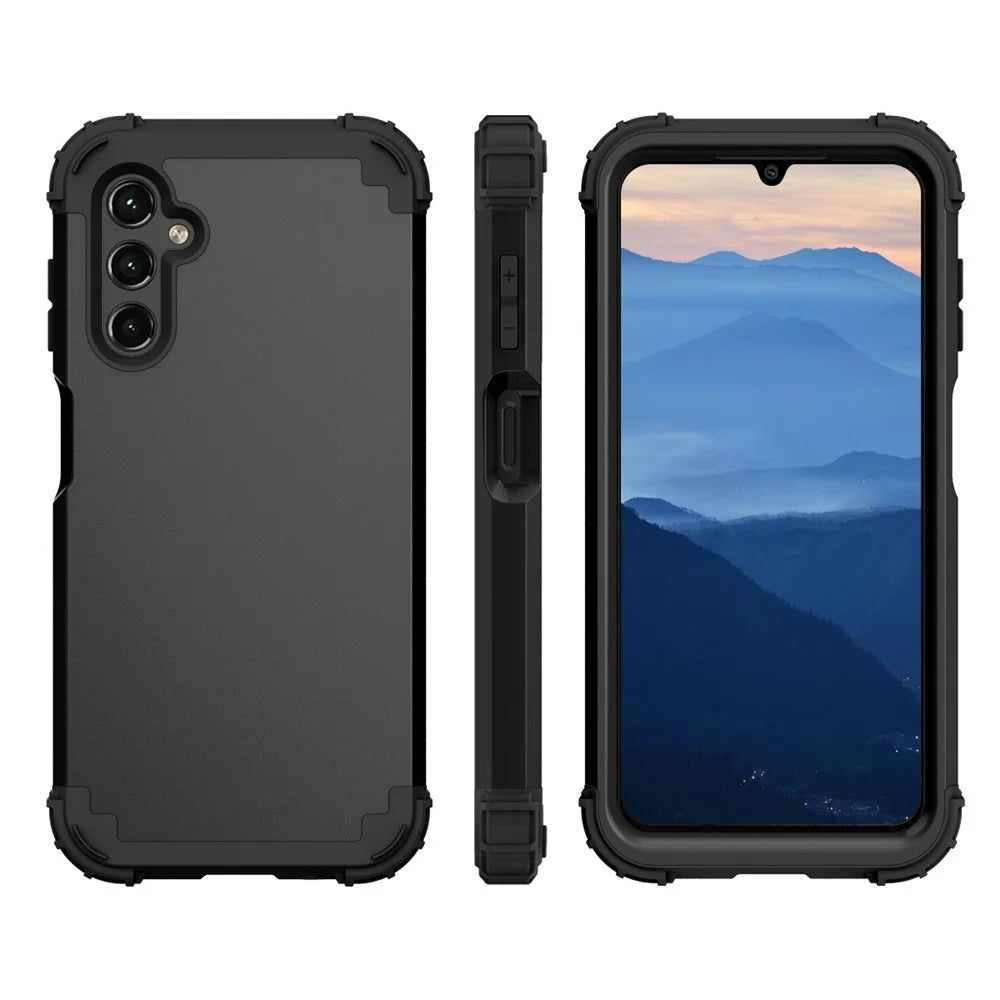 L-Style For Samsung Galaxy A15 4G Case PC + TPU Drop Protective Phone Cover - Black+Black - 2